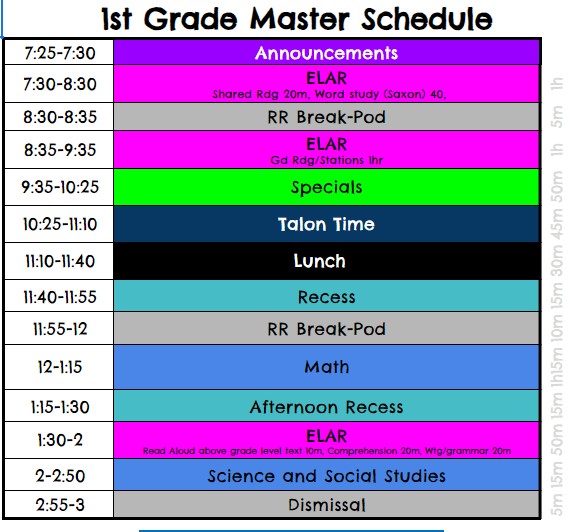 First Grade Schedule First Grade Schedule